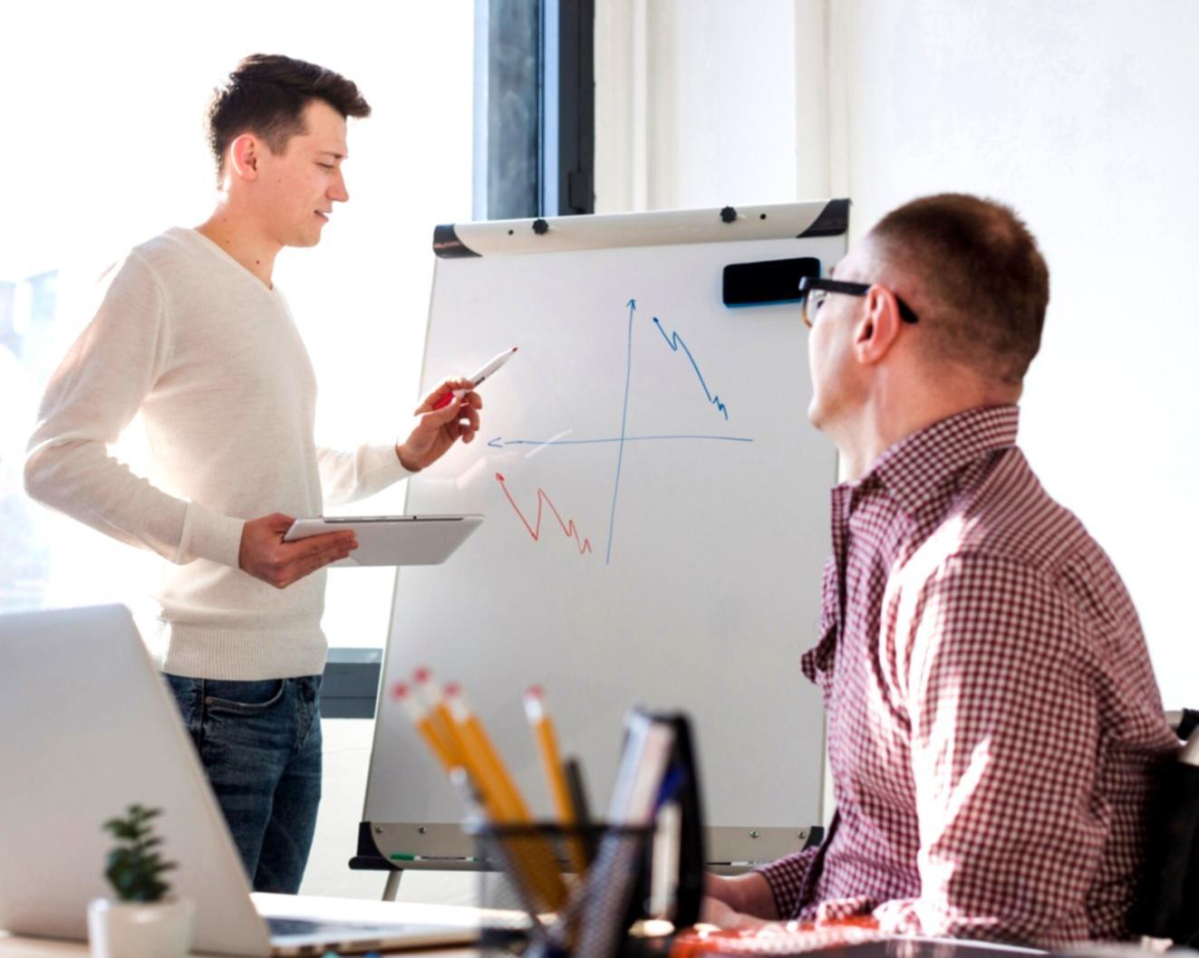 Professional training environment with financial technology systems and collaborative learning setup